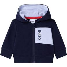 Boss hoodie navy HUGO BOSS Logo Print Zip Up Hoodie - Navy Blue/Light Blue