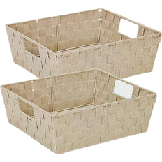 Steel Baskets Simplify Ivory Fabric Closet Drawer Organizer Basket 15"