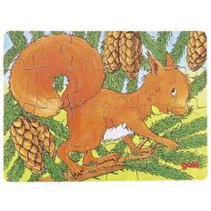 Steckpuzzles Goki 57709 Mini Puzzle "Waldtiere Motiv: Eichhörnchen" Holzpuzzle