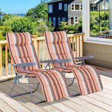 Sun Chairs OutSunny Lounger 01-0711 Steel, Polyester, Cotton Orange, White