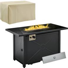 OutSunny Propane Gas Fire Pit Table, 50000BTU Smokeless Firepit Black