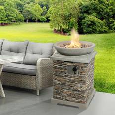 Teamson Home Gas Fire Pit Stone With Lava Rock