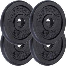 Disques de Poids Gorilla Sports Jeu de Disques d'Entraînement 10 kg, Plaques 4 x 2,5 kg, 30/31 mm, en Fonte, Noir Set de Disques de Poids, Plaques de Poids pour Haltères