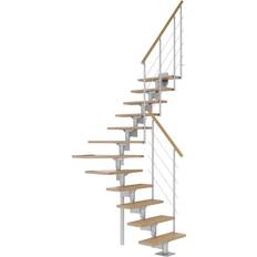 Træ Svingstrapper Dolle Boston Egetrin 1/4-Sving Pearl Grey-13