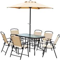 Beige Patio Dining Sets OutSunny 84B-191 Patio Dining Set