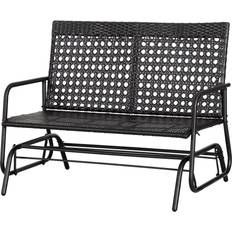 Garden Benches on sale OutSunny 2-Seater Wicker Bench-Black Garden Bench