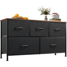 Black Chest of Drawers WLIVE 5 Drawers Chest of Drawer 39.4x21.3"