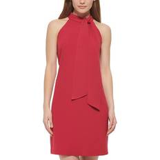 Vince Camuto Bow-Neck Halter Dress - Raspberry
