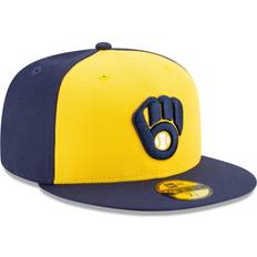 Accessories New Era Milwaukee Brewers Alternate Authentic Collection On-Field 59Fifty Fitted Hat Men - Navy/Yellow