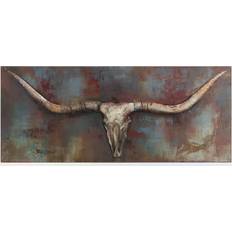 Metal wall art Empire Art Direct Long Horn Metal Wall Art Wall Decor 48x20"