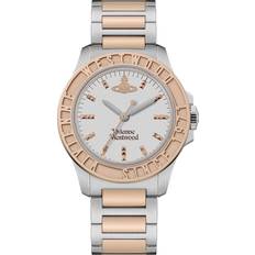 Vivienne Westwood Sunbury Unisex Kvartsur Med Silverurtavla Och Rostfritt Stål Tvåfärgat Armband