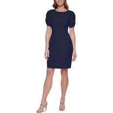 DKNY Puff-Sleeve Sheath Dress - Navy