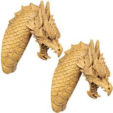 Hanging Figurines Design Toscano Head of The Beast Dragon Wall Sculpture Figurine 39.4cm 2pcs