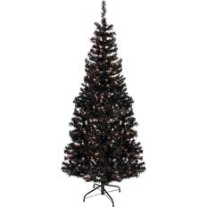 Black Christmas Trees Northlight 4 Pre-Lit Black Artificial Tinsel Clear Lights Christmas Tree 72"