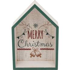 Northlight 11.75 Green Merry Christmas House Shaped Wall Sign Poster