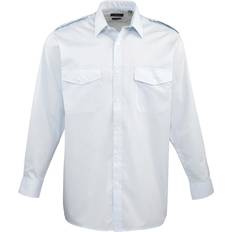 Pelle - Uomo Camicie Premier Camicia da lavoro in tinta Pilota a maniche lunghe da Uomo - Nero/Bianco/Blu