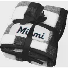 Logo Brands Miami Marlins Buffalo Check Frosty Fleece Blanket