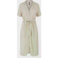 Pieces Abito Camicia Olivia - Marrone Chiaro/Nero