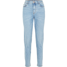 Pieces – Kesia – Blekta mom jeans med hög midja-Blå