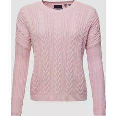 Superdry Maglione girocollo a trecce da donna - Rose