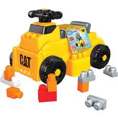 Spielzeuge Mega Bloks CAT Build 'n' Play Ride-On Building Set Ride-On Vehicle & 10 Building Blocks Spinning Steering Wheel Front Plough Gift for Kids 1 HDJ29