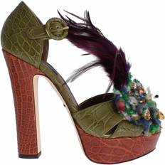 Dolce & Gabbana Leather Crystal Platform - Green