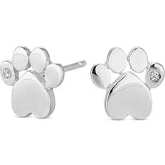 Simply Silver Simply Paw Print Stud Earrings