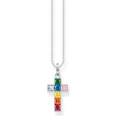 Thomas Sabo Sterling Cross Colourful Stones Necklace KE2166-477-7-L45V