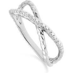 Donna - Oro Bianco Anelli Gemondo Pavé Hammered Crossover Ring - White Gold/Diamonds