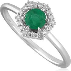 Donna - Oro Bianco Anelli Gemondo Halo Ring 0.67ct - White Gold/Green/Diamonds