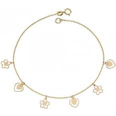 Elements Flower & Heart Charm Bracelet - Gold