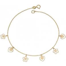 Flower & Heart Charm Bracelet - Gold