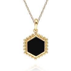 Ónix Joyería Gemondo Onyx Flat Slice Hex Pendant in Plated Sterling