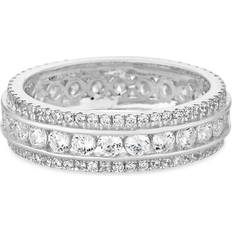 Women - XL Rings Simply Silver Triple Row Band Ring - Silver/Transparent