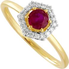 Gemondo Halo Ring - Gold/Red/Diamonds