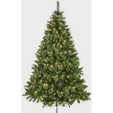 7ft pre lit christmas trees B&Q Ridgemere Pre-Lit Artificial Green Christmas Tree 213.4cm