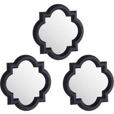 Hill 1975 Set Of Three Dark Grey Quartrefoil Wall Mirror