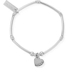 Children Bracelets ChloBo Mini Noodle Sparkle Rice Love Heart Charm Bracelet - Silver