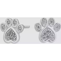 Simply Cubic Zirconia Paw Stud Earrings