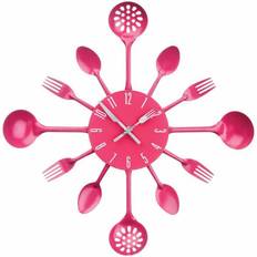 Premier Housewares Kitchen Cutlery Wall Hot Pink Wall Clock