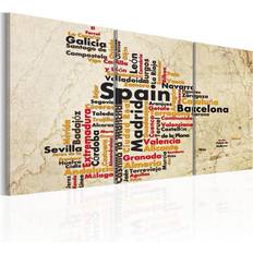 Arkiio Spanien text kartan i färger flaggan 120x60 Framed Art