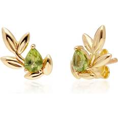 Peridot Earrings Gemondo O Leaf Peridot Stud Earrings in 9ct