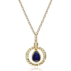 Zafiro Collares Gemondo Sapphire & Marcasite Halo Pendant in 18ct Plated