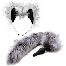 Grey Wolf Tail Butt Plug and Ears Grey