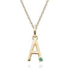 Initial Letter Necklace - Gold/Emerald