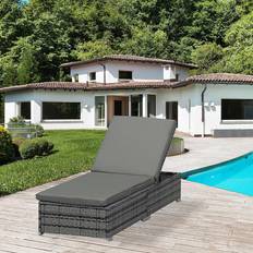 Garden & Outdoor Furniture OutSunny Rattan Lounger 862-025 Grey