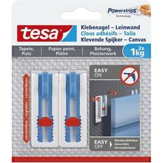 Blå Billedkroge TESA 77778 klæbenagellærred,kan indstilles,tapet&puds, 2 x 1 kg Hvid Indhold: 2 stk Billedkrog