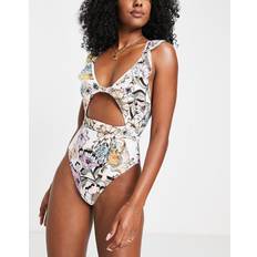 Ruffles Swimsuits River Island Floral Cut Out Swimsuit