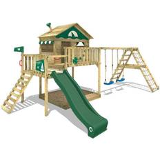 Wickey Parque infantil de madera Smart Ocean con columpio y tobogán Casa sobre pilares de exterior con arenero y escalera para niños verde verde