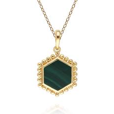 Malachite Gioielli Gemondo Malachite Flat Slice Hex Pendant in Plated